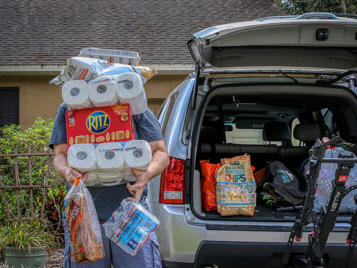Community member dropping off supplies